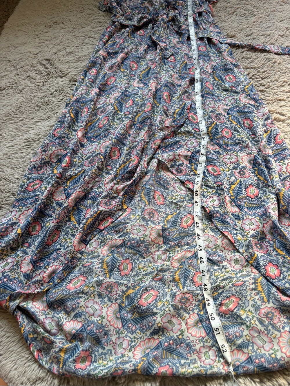 Ella Moss Blue Paisley Maxi Dress with Ruffle Sleeves size Small - Picture 8 of 9